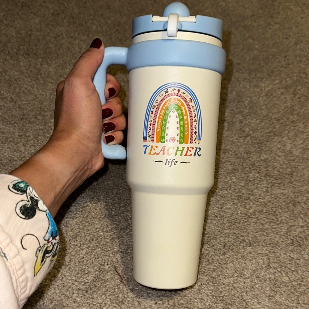 Teacher Life Travel Mug with Rainbow Design
